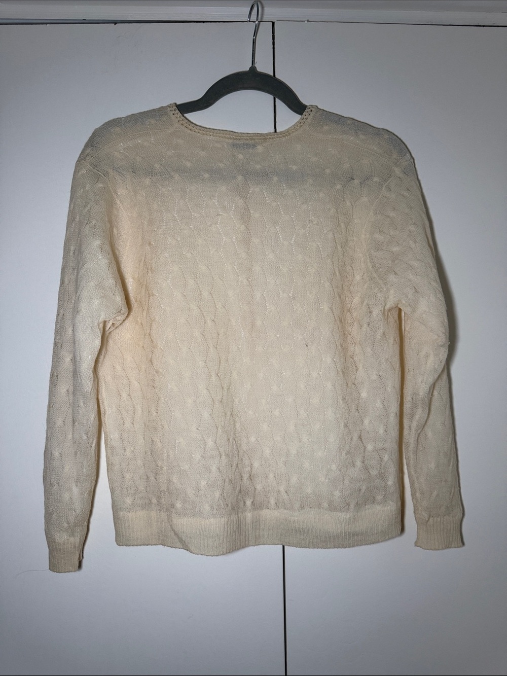 Women's Cream Cable Knit Button-Front Sweater Cardigan - Picture 3 of 6